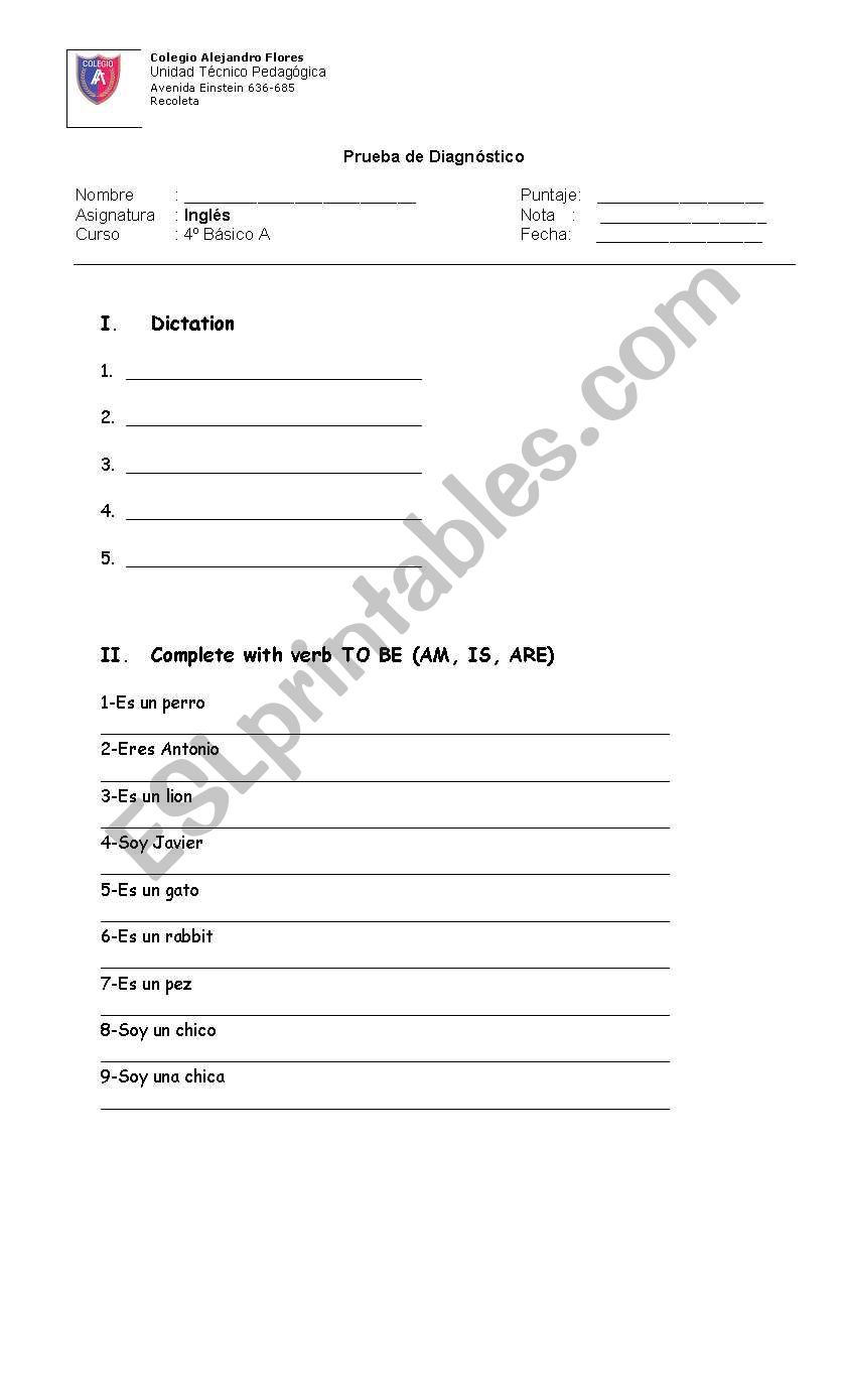 test worksheet