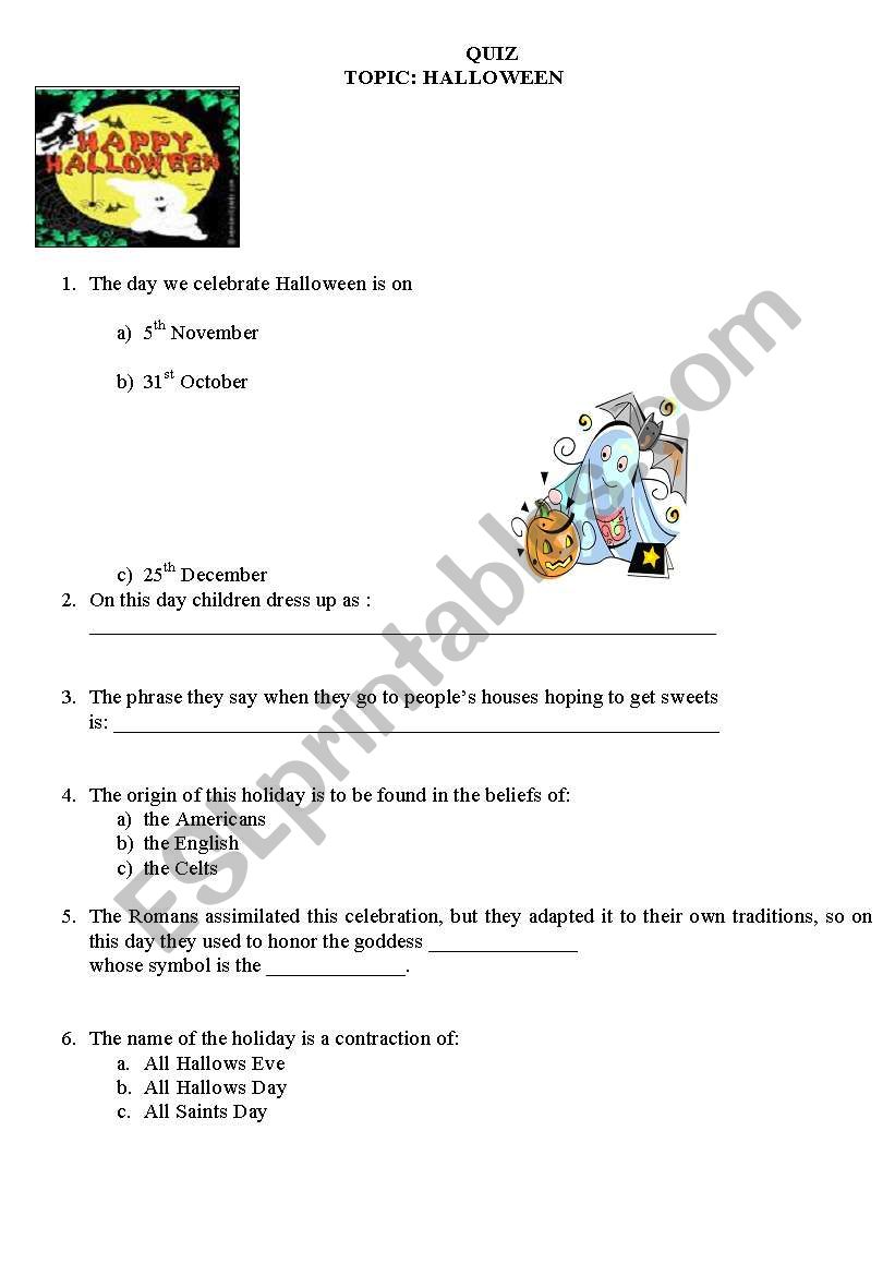 Quiz worksheet