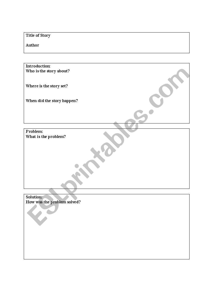 Story questions worksheet