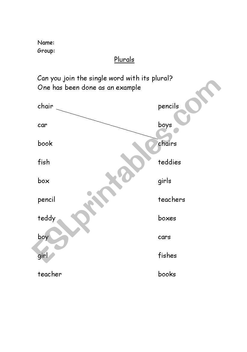 Plurals worksheet