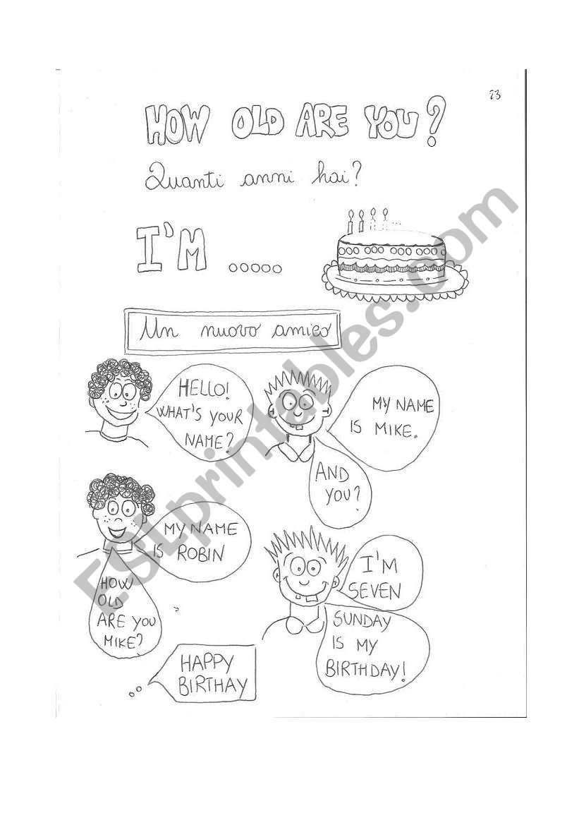 How old are you? worksheet