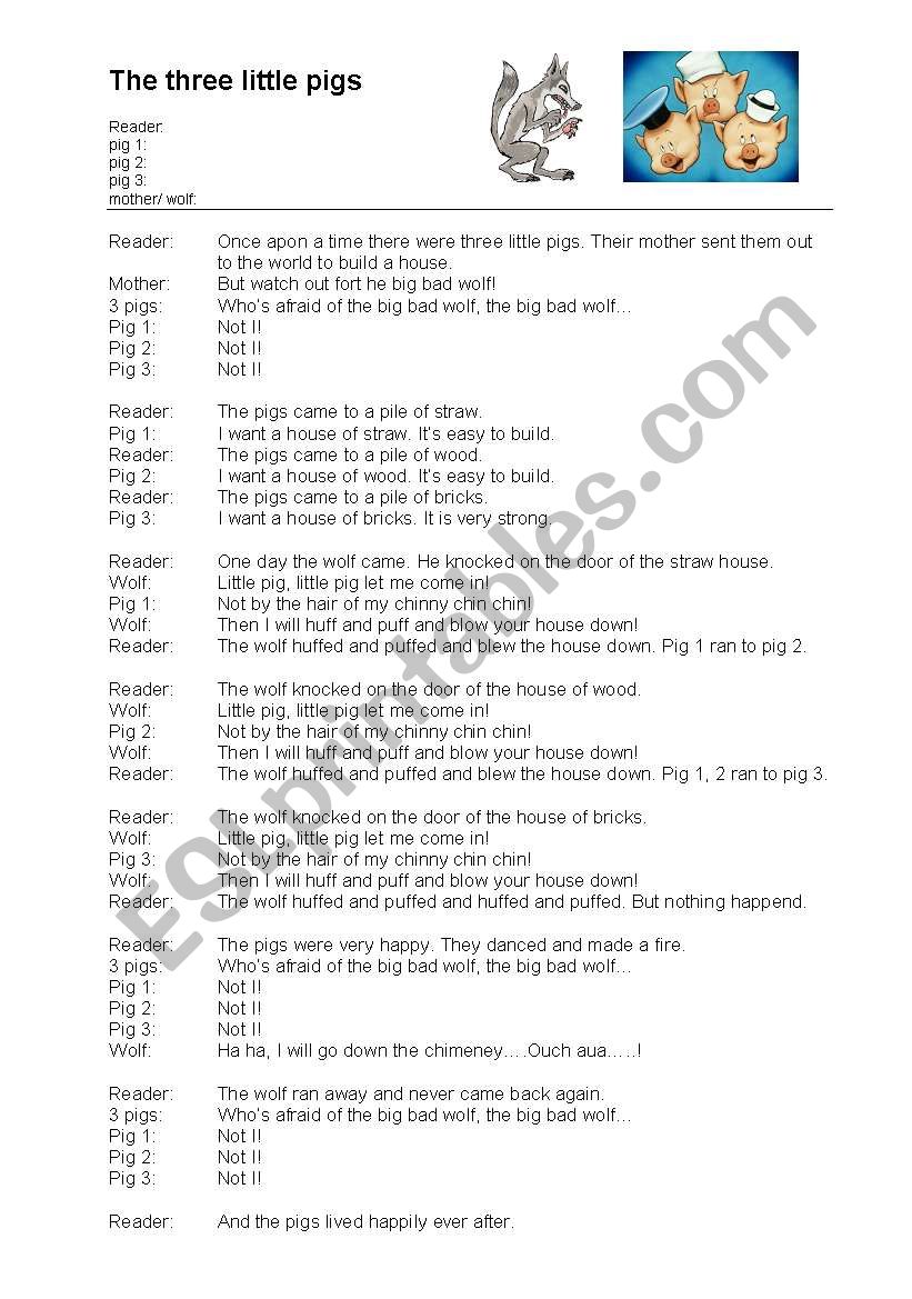 the three little pigs worksheet