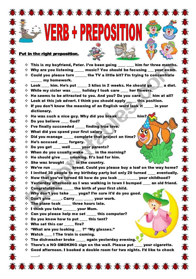 Verb Preposition ESL Worksheet By Ildibildi