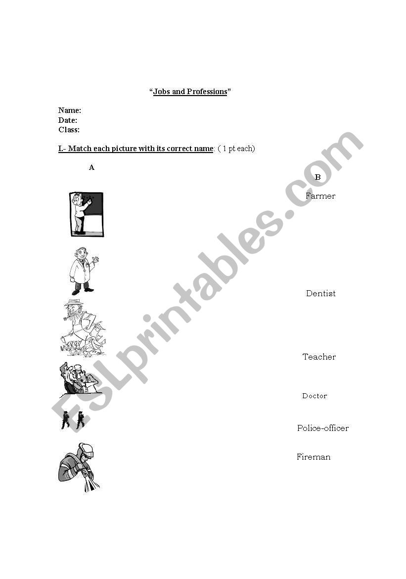 Jobs  worksheet