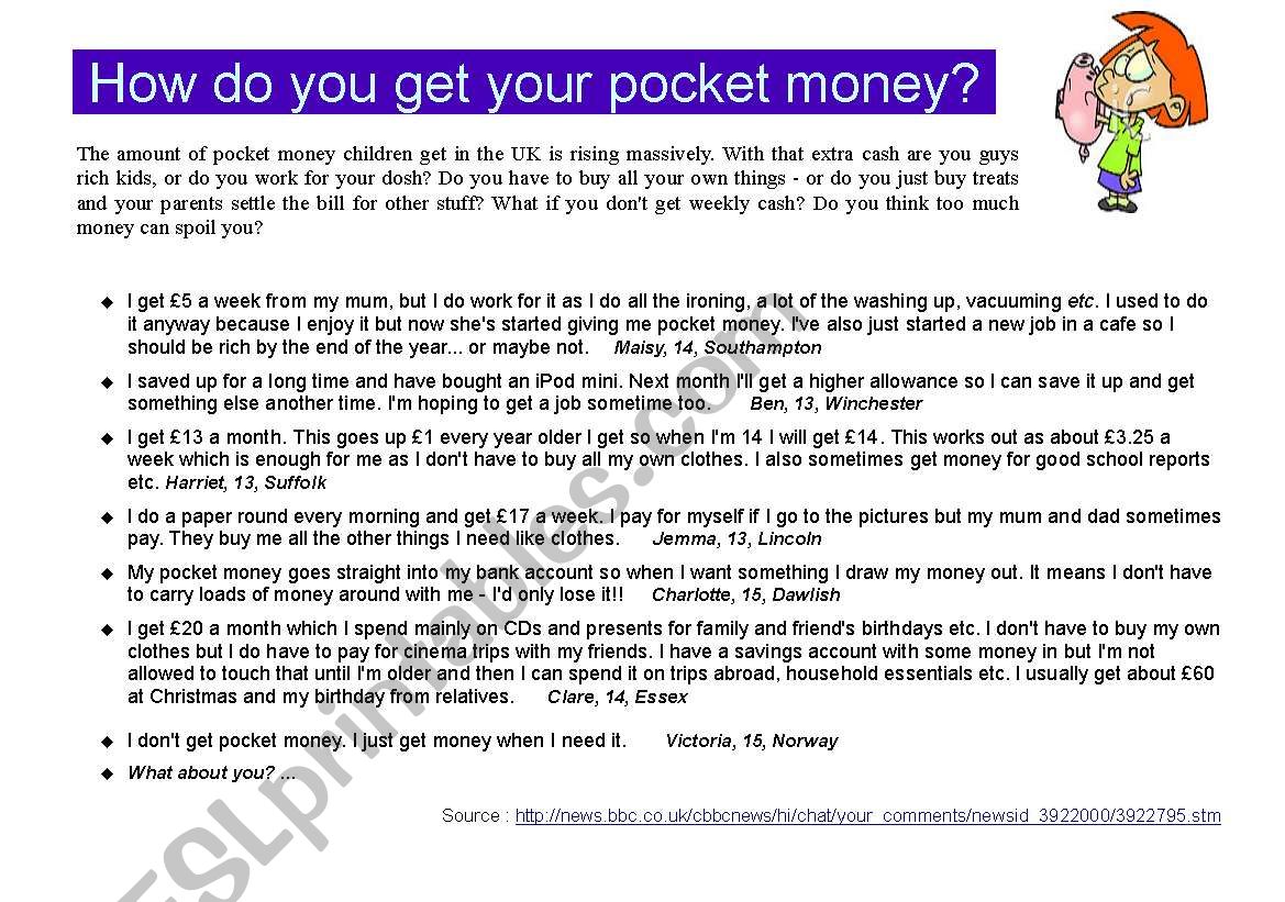 my first pocket money essay