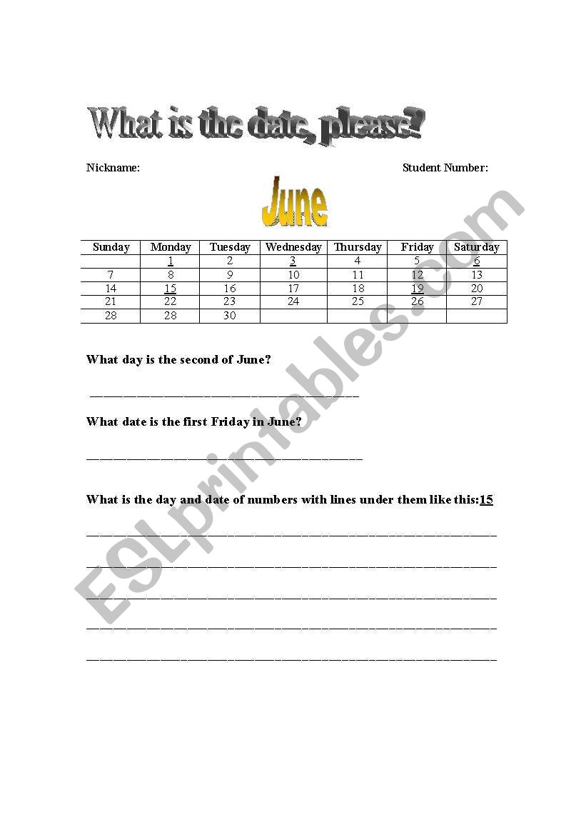 What is the date, please? worksheet