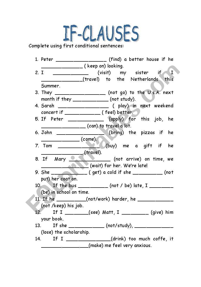 If clauses ESL Worksheet By Cartuxa