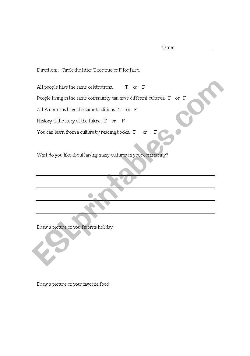 Community worksheet