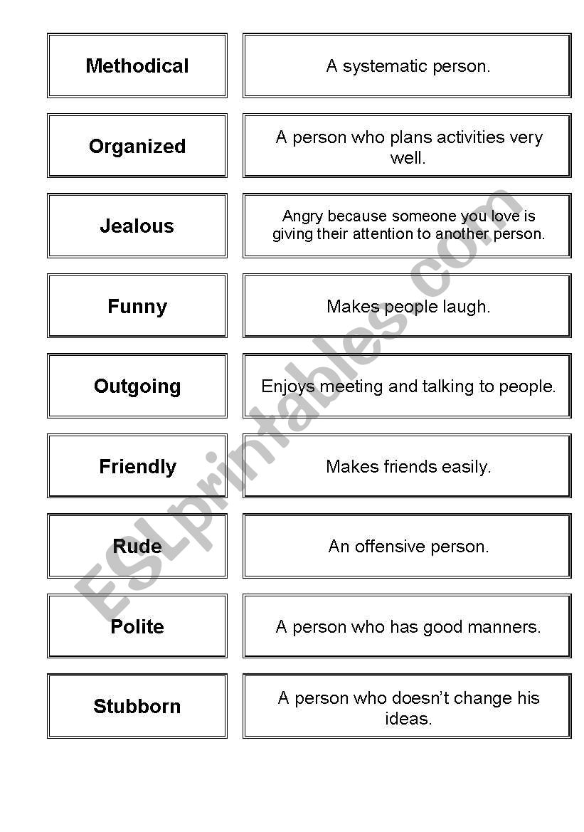 adjectives match up worksheet