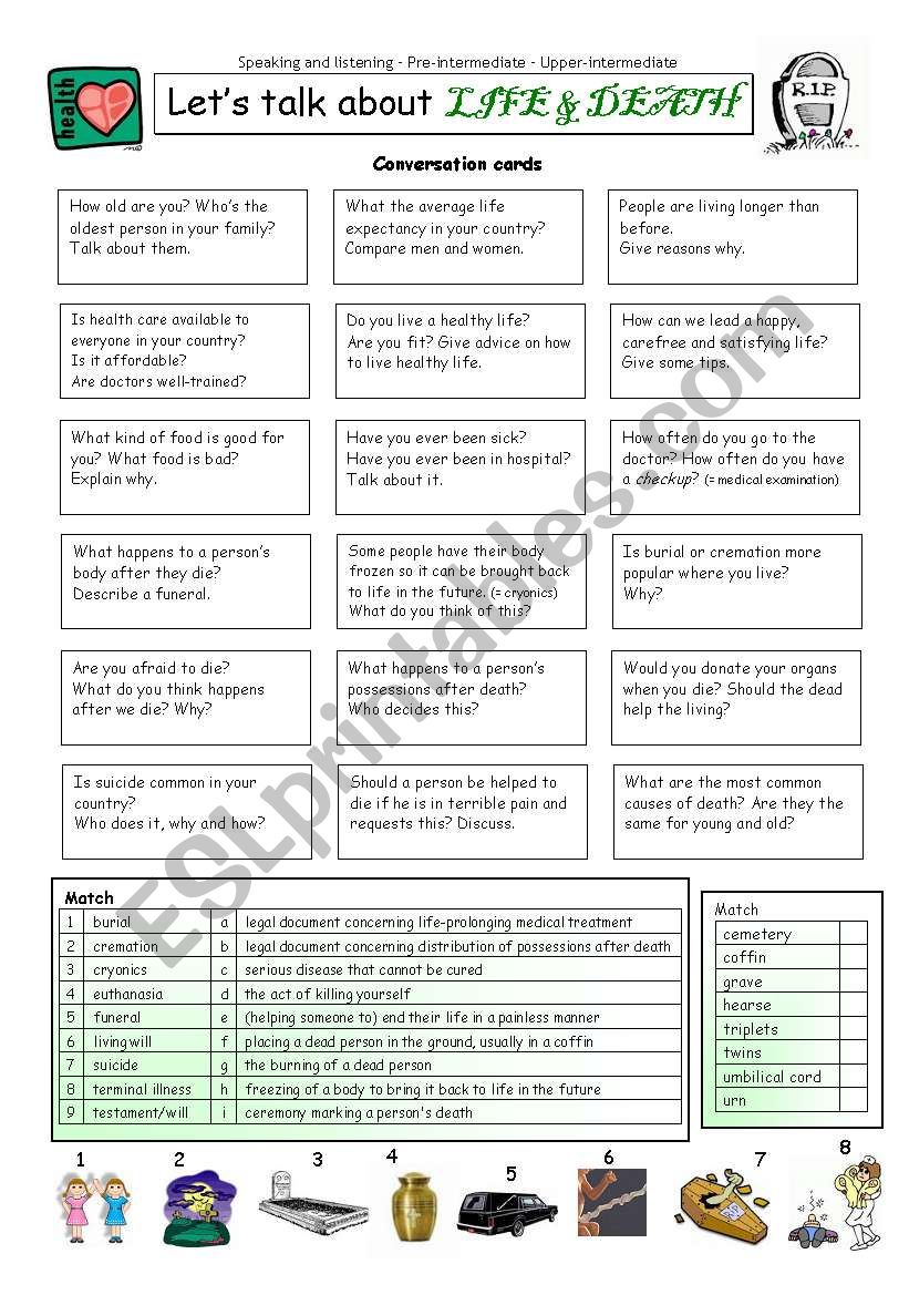 Let´s talk about LIFE and DEATH - ESL worksheet by PhilipR