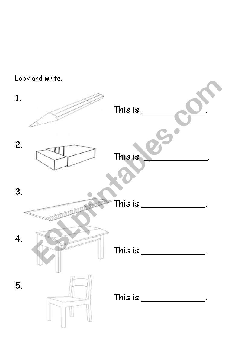 classroom object worksheet