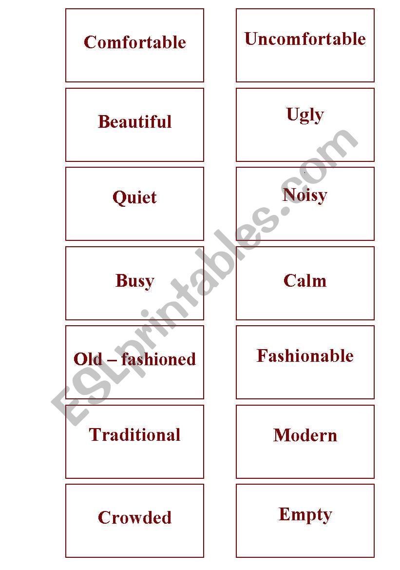 Memory game - adjectives worksheet