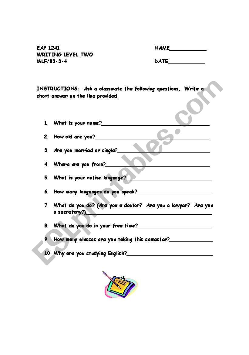 Interview Form worksheet