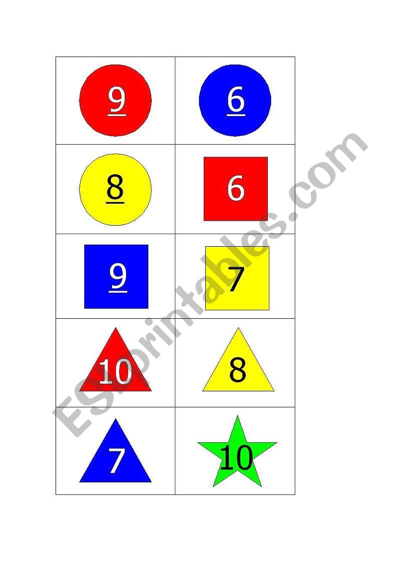 shape number and color karuta worksheet