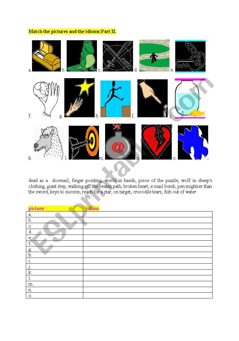 IDIOMS-part II. worksheet