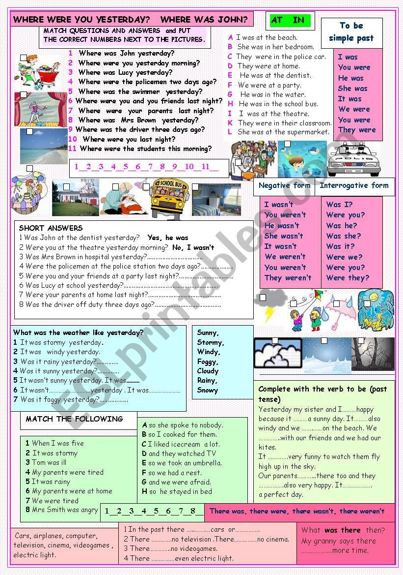 where-were-you-yesterday-esl-worksheet-by-lilianarota