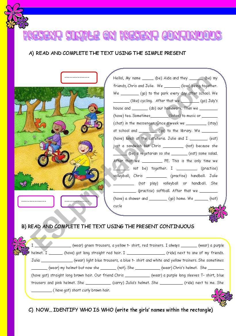 Present Simple Present Continuous Worksheet Worksheets For Kindergarten