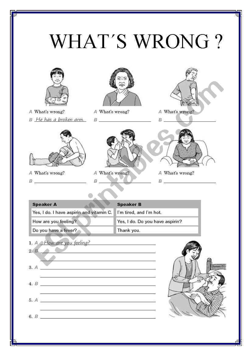 english worksheets health problems