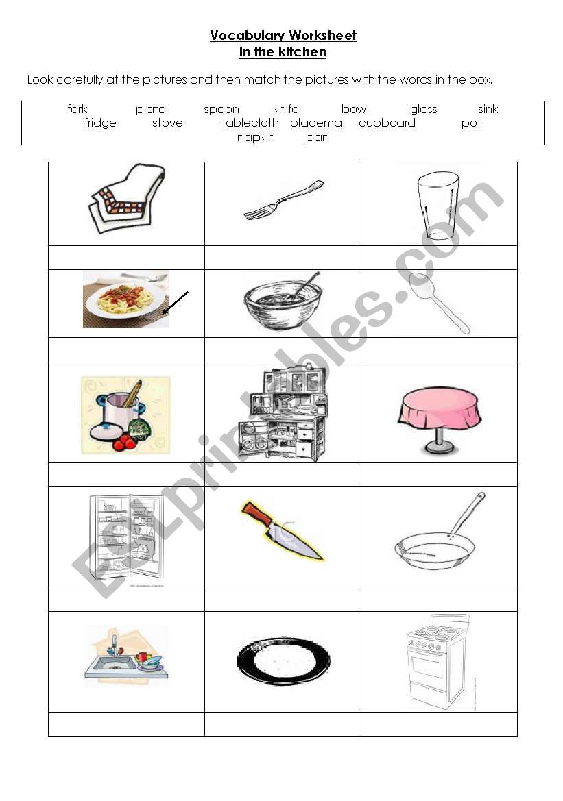 Kitchen Vocabulary worksheet