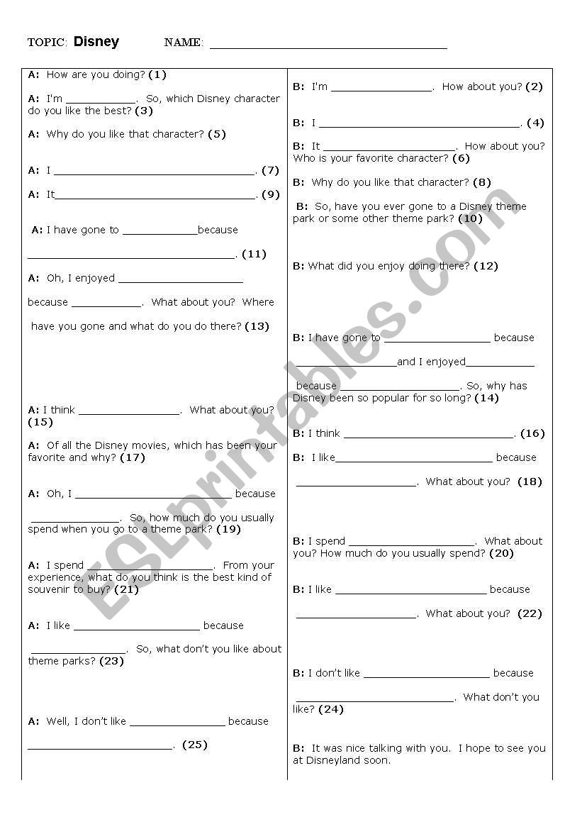 Disneyland - A Conversation Template