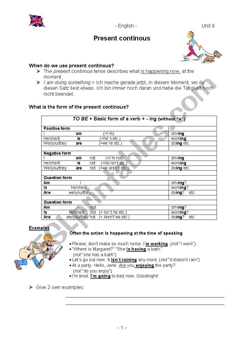 present contious worksheet