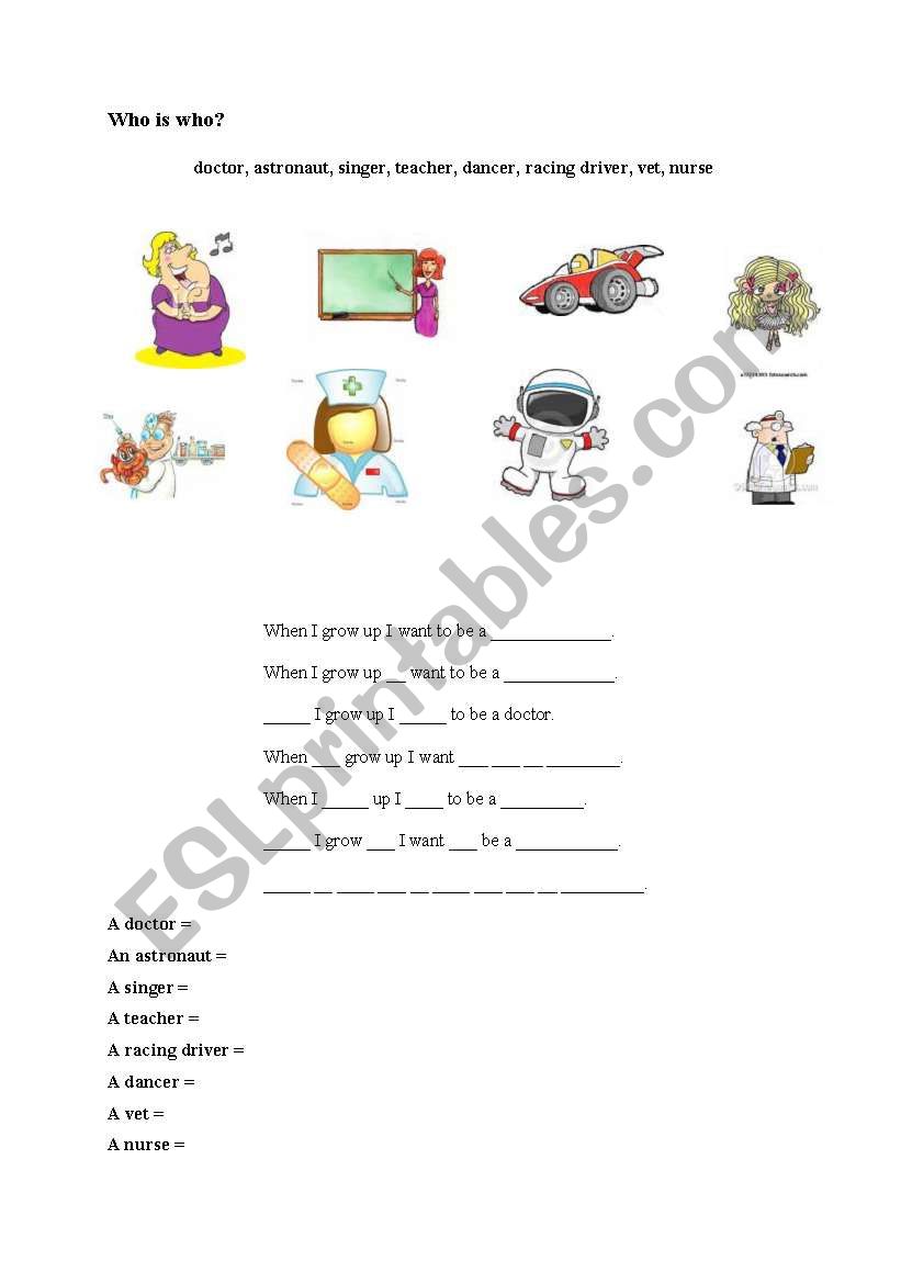 Who is who? (professions) worksheet