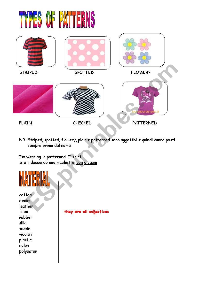 types of patterns  worksheet
