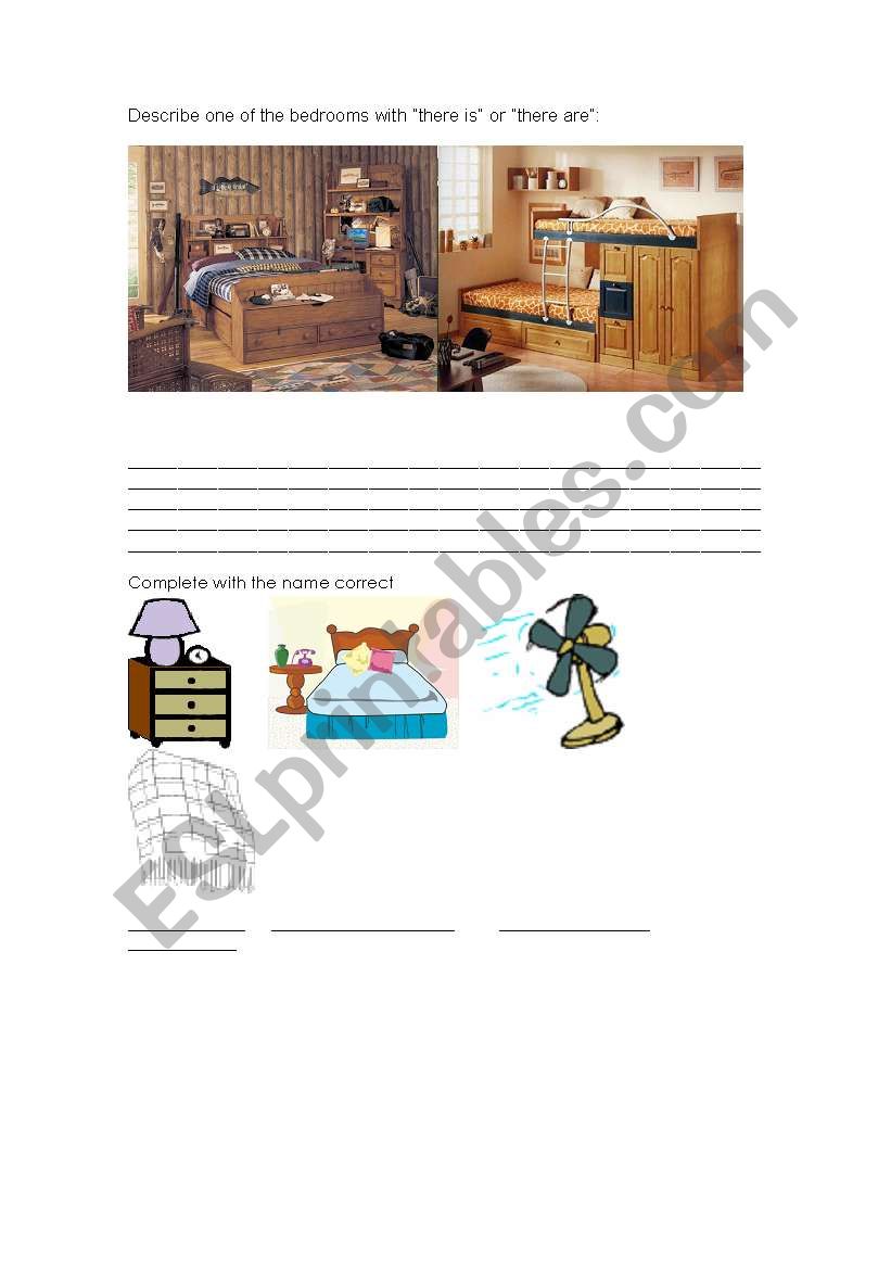 Describe one of  the bedrooms worksheet