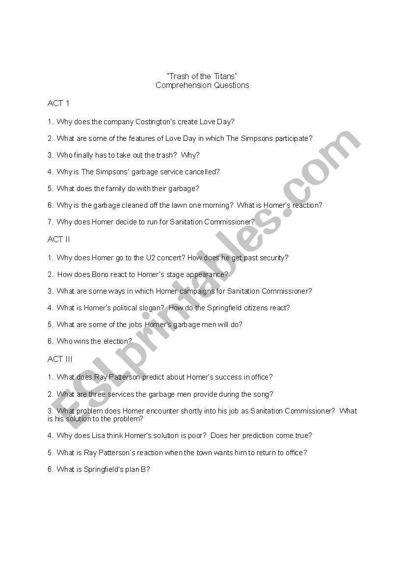 The Simpsons_Comprehension_Questions