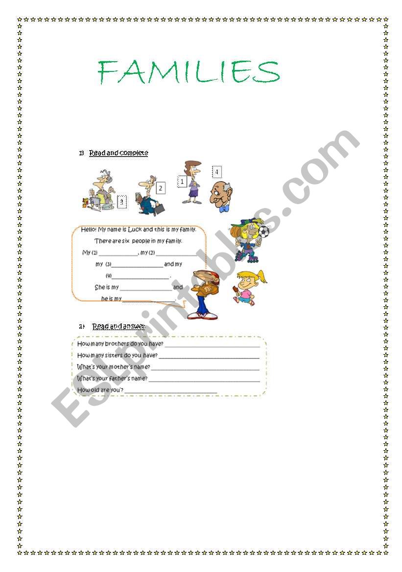 FAMILIES worksheet