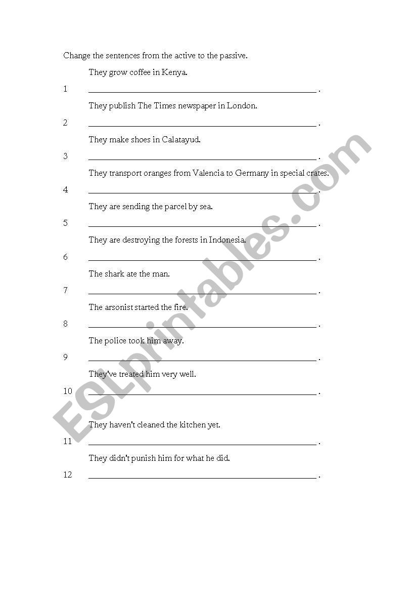 Passive voice worksheet