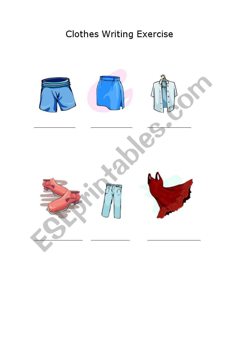 Clothes Writing Exercise worksheet