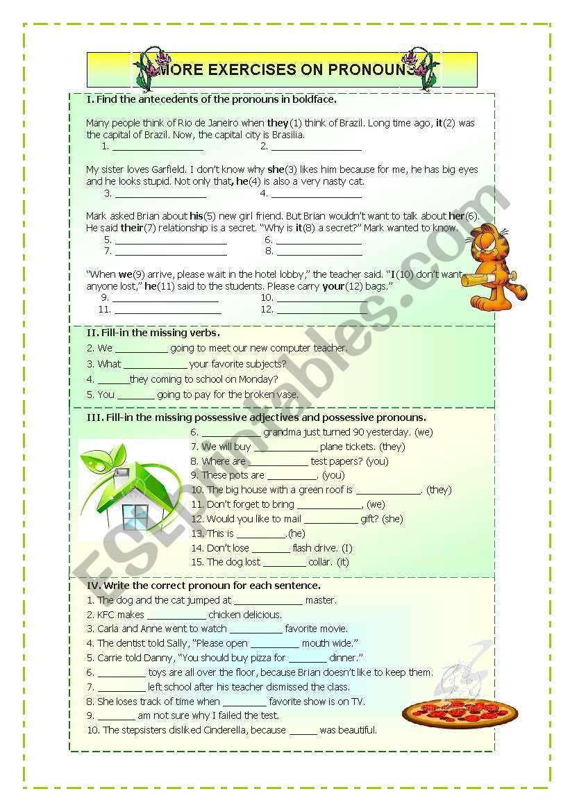 Exercises On Pronouns ESL Worksheet By Maiagarri