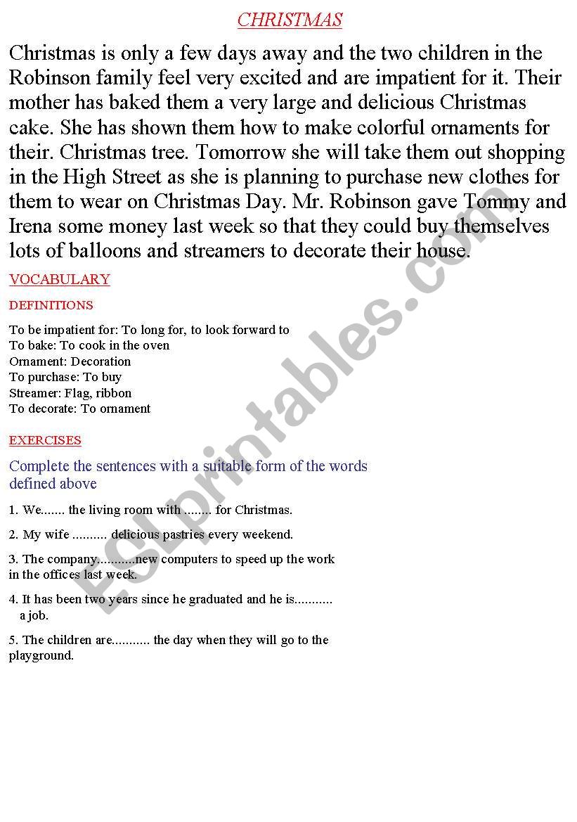 Christmas worksheet