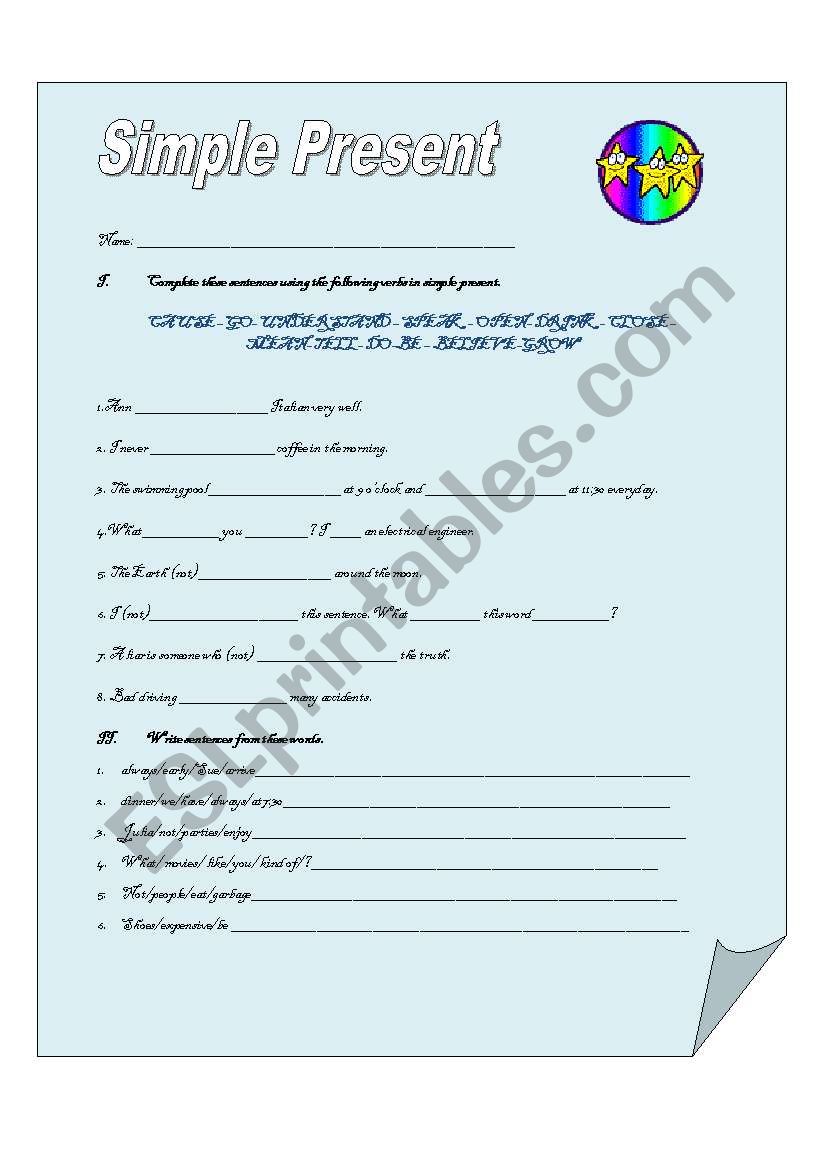 Simple Present worksheet