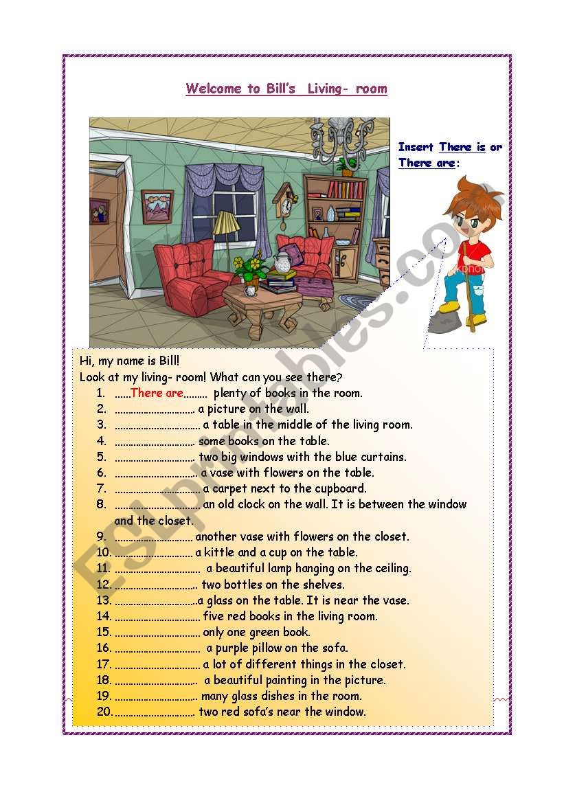 Welcome to Bill´s living-room - ESL worksheet by ritanij