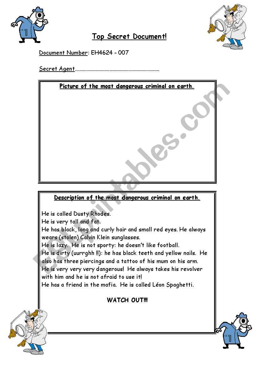 Top Secret Document worksheet