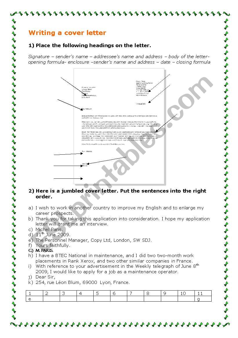 Harrods writing A Cover Letter ESL Worksheet By Lesven