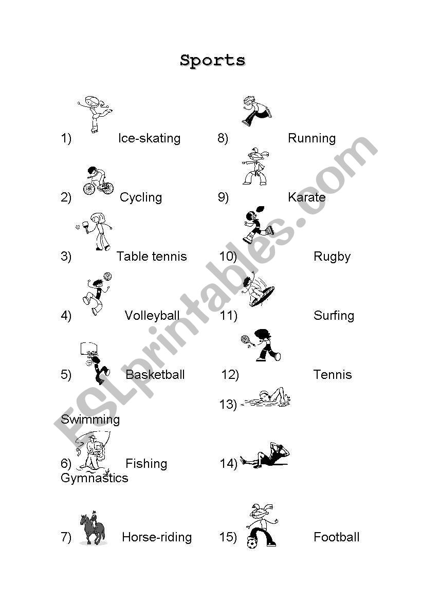 Sports worksheet