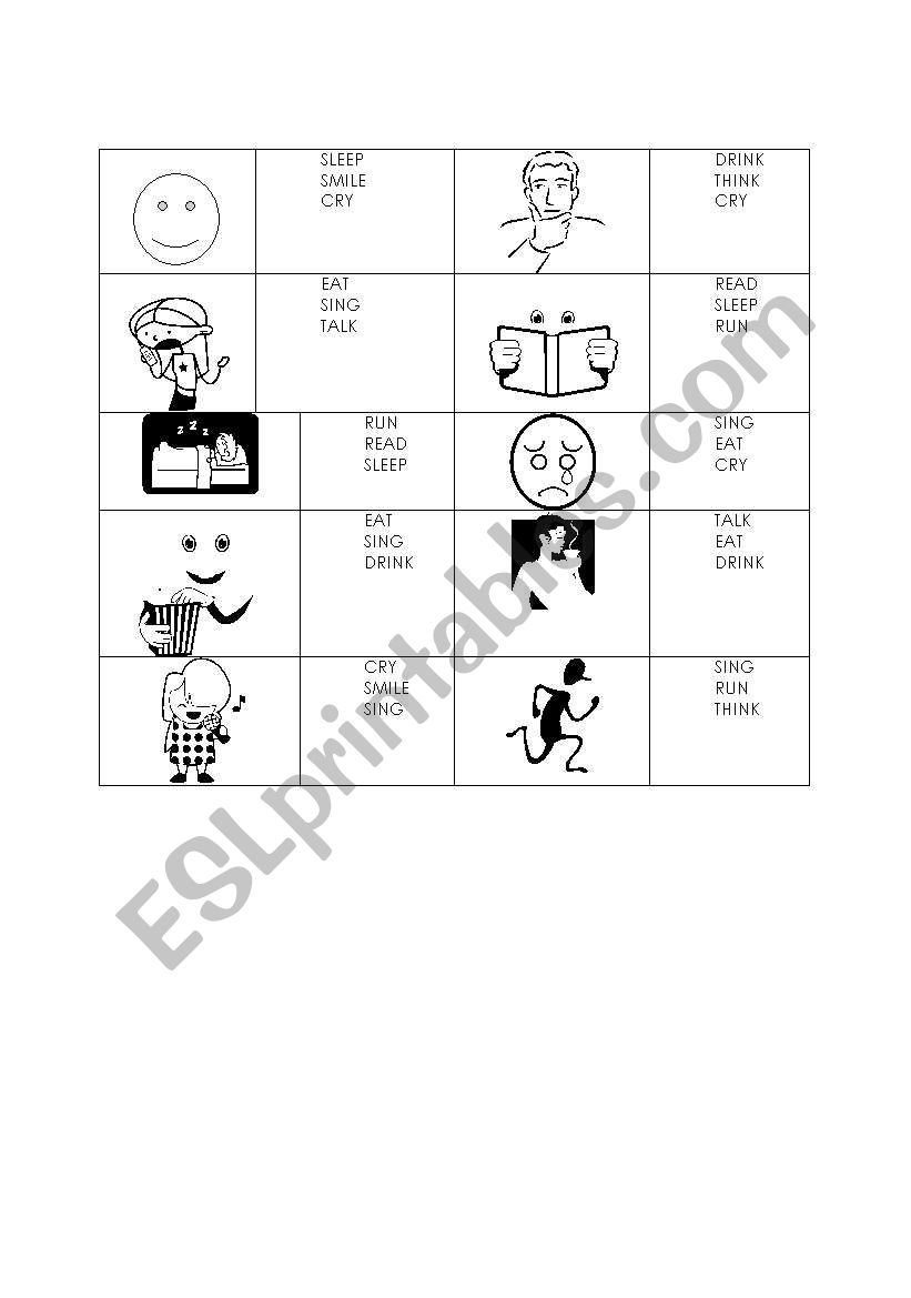 ACTION VERBS worksheet