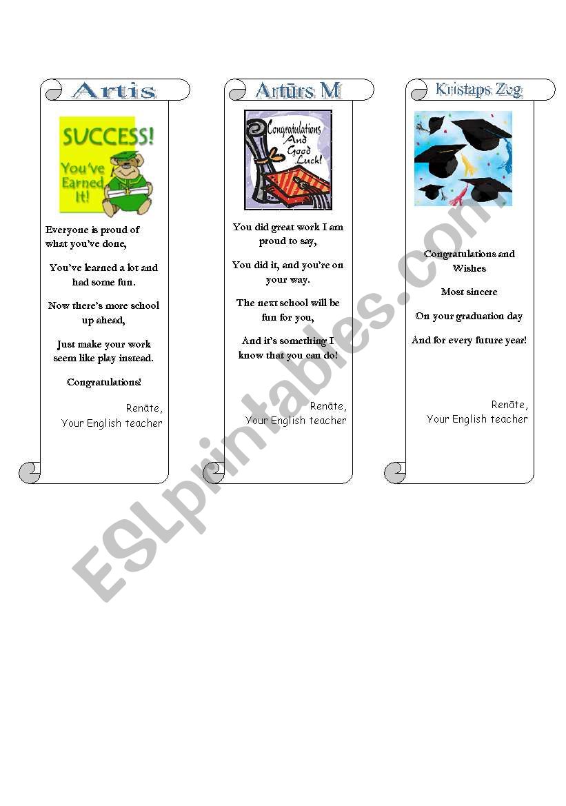 Graduation greetings/bookmarks (3/3)