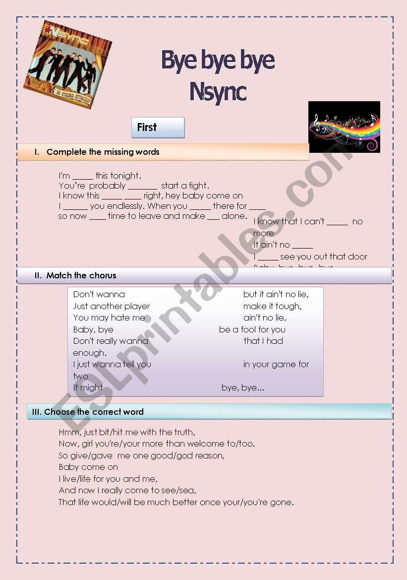 english-worksheets-bye-bye-bye