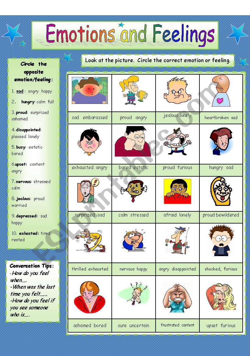 Feelings And Emotions Crossword Interactive Worksheet Feelings And 