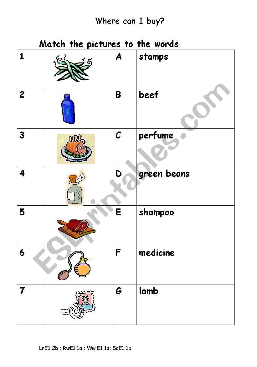 Where can I buy? worksheet