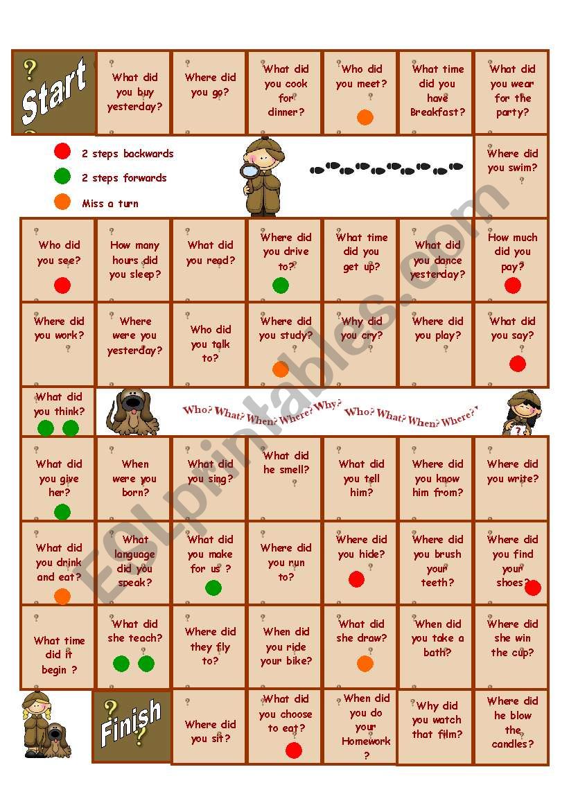 Past Tense Game ESL Worksheet By Claudiaeusebio