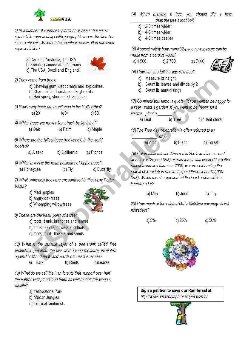 Tree Day Celebration- TREEVIA worksheet