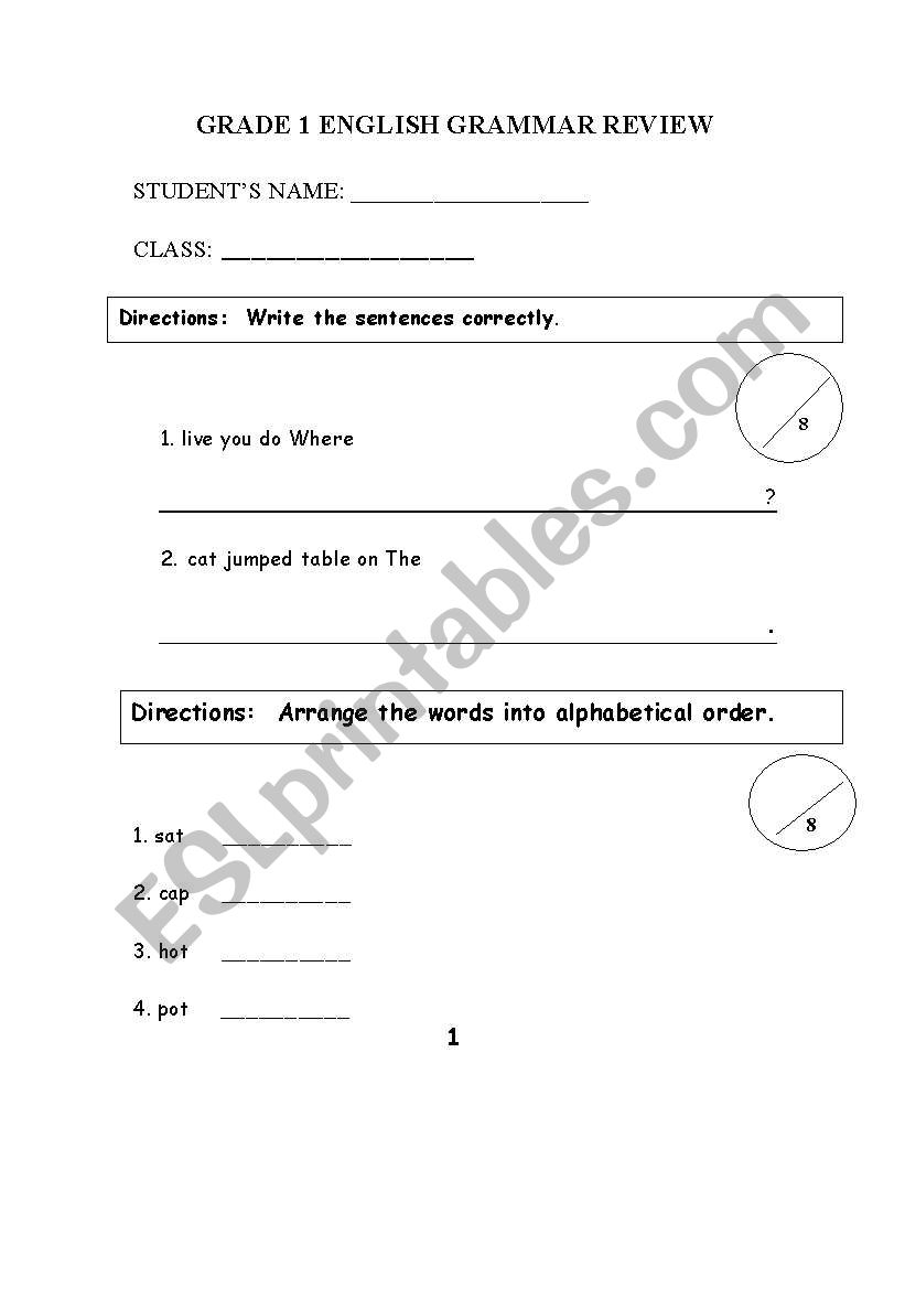 English Exam Paper worksheet