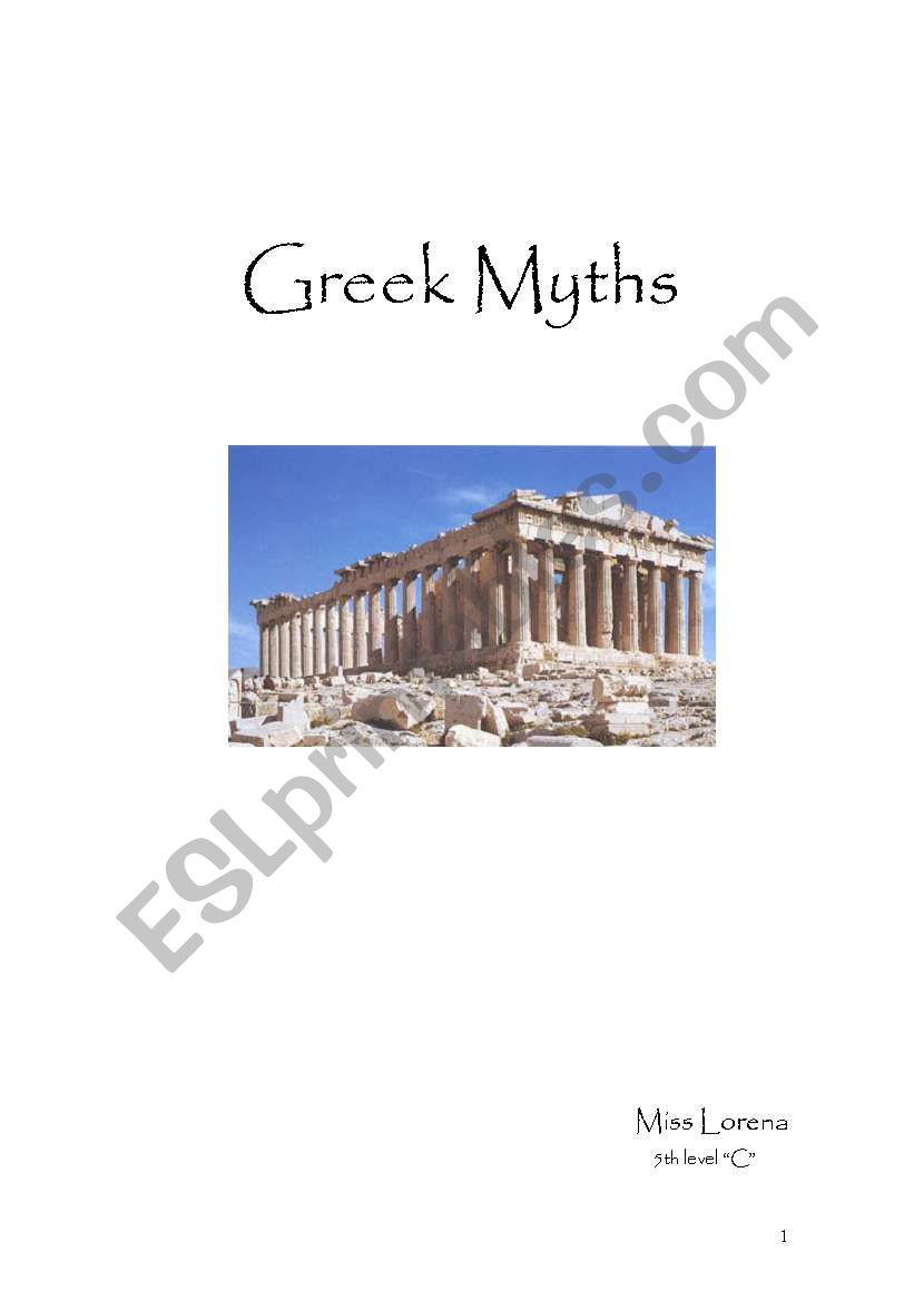 Greek Myths worksheet