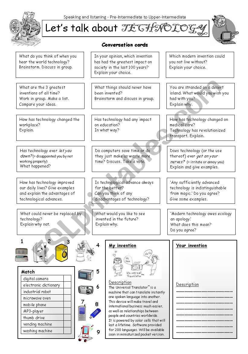 Let´s Talk About Technology - Esl Worksheet By Philipr