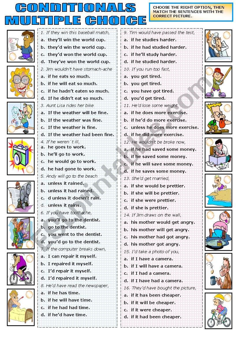 CONDITIONAL SENTENCES MULTIPLE CHOICE ESL Worksheet By Katiana